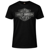 Black t-shirt with Harley-Davidson logo on a white background