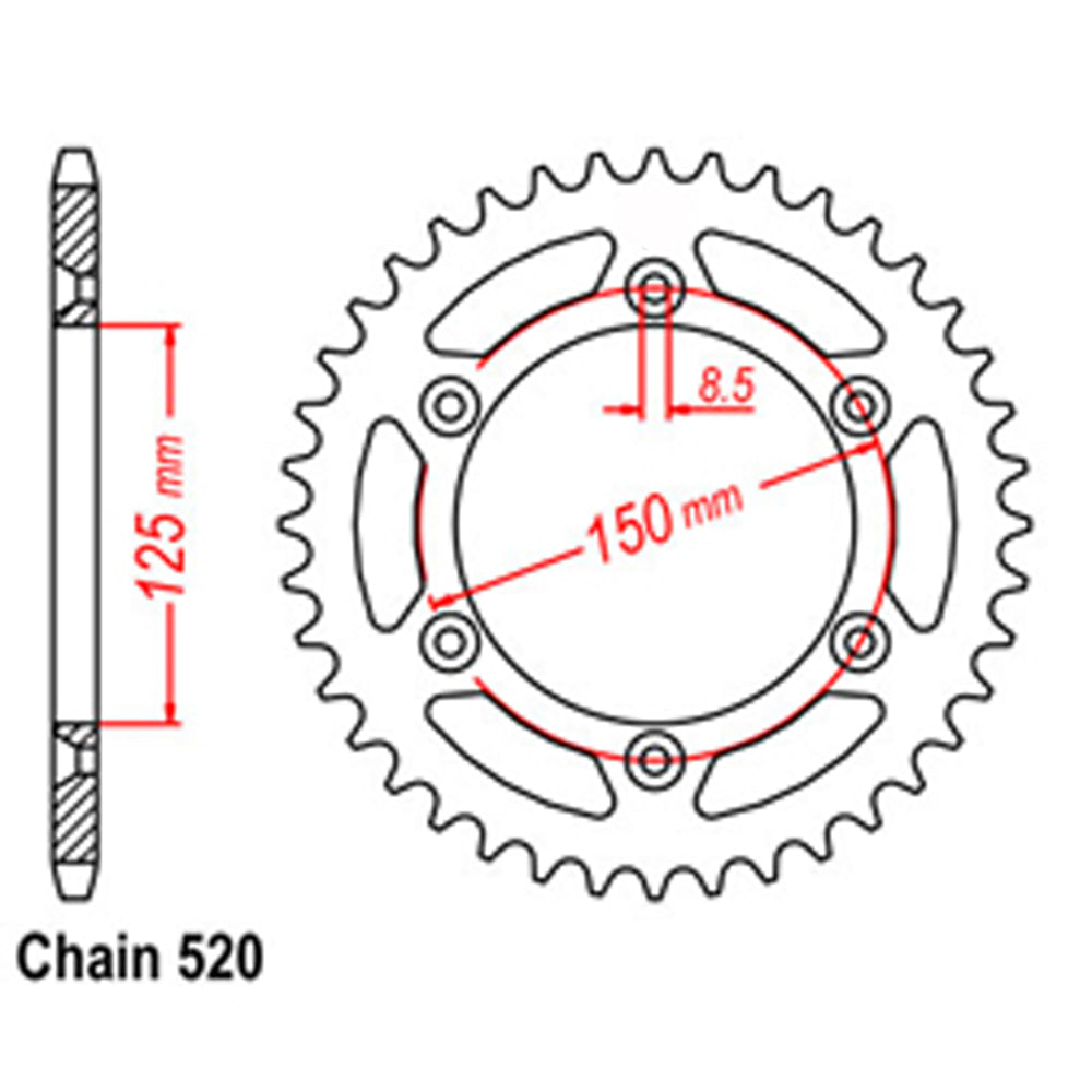 Rear Sprocket - Steel 48T 520P
