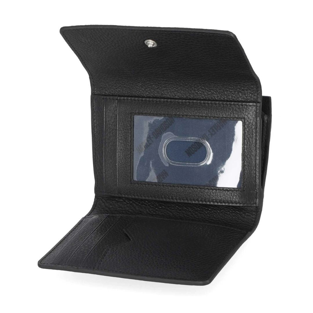 Harley-Davidson Women's Pebble Leather Bar & Shield Billfold Wallet - Black
