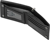 Harley-Davidson Men's Open B&S Slimfold Biker Chain Leather Wallet - Black