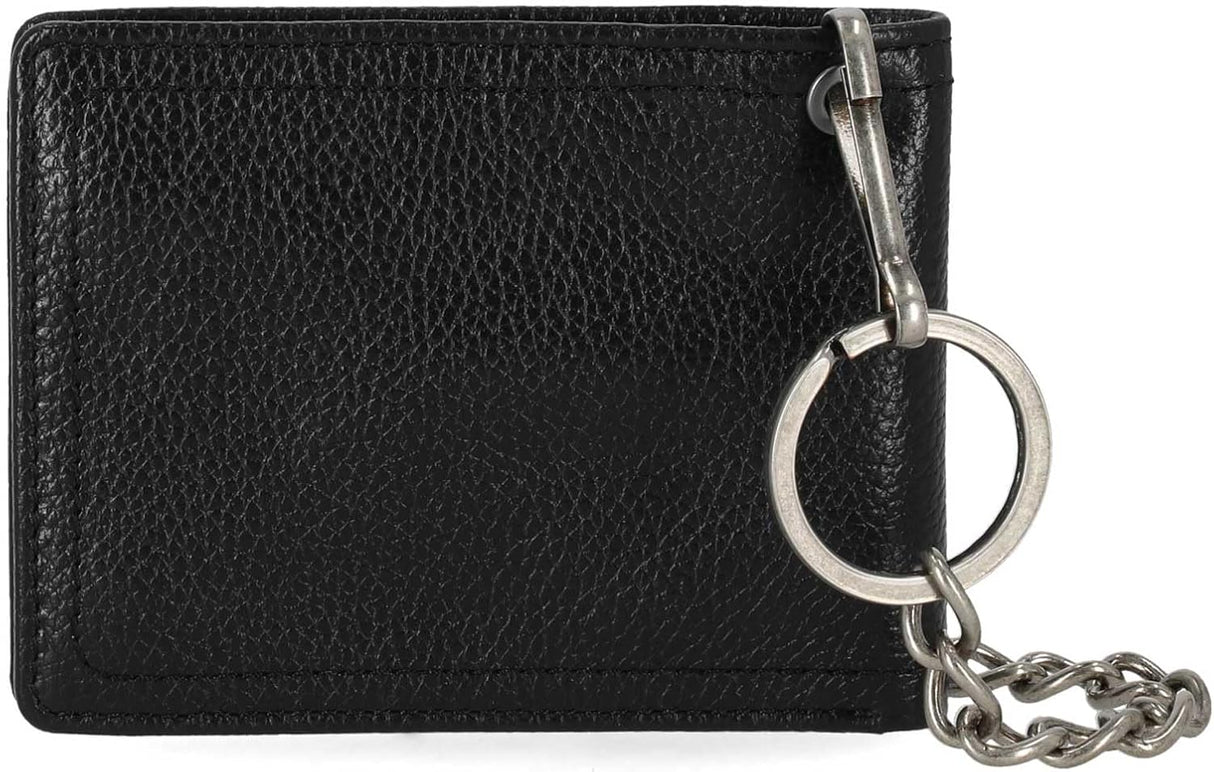 Harley-Davidson Men's Open B&S Slimfold Biker Chain Leather Wallet - Black