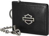 Harley-Davidson Men's Open B&S Slimfold Biker Chain Leather Wallet - Black