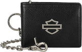 Harley-Davidson Men's Open B&S Slimfold Biker Chain Leather Wallet - Black
