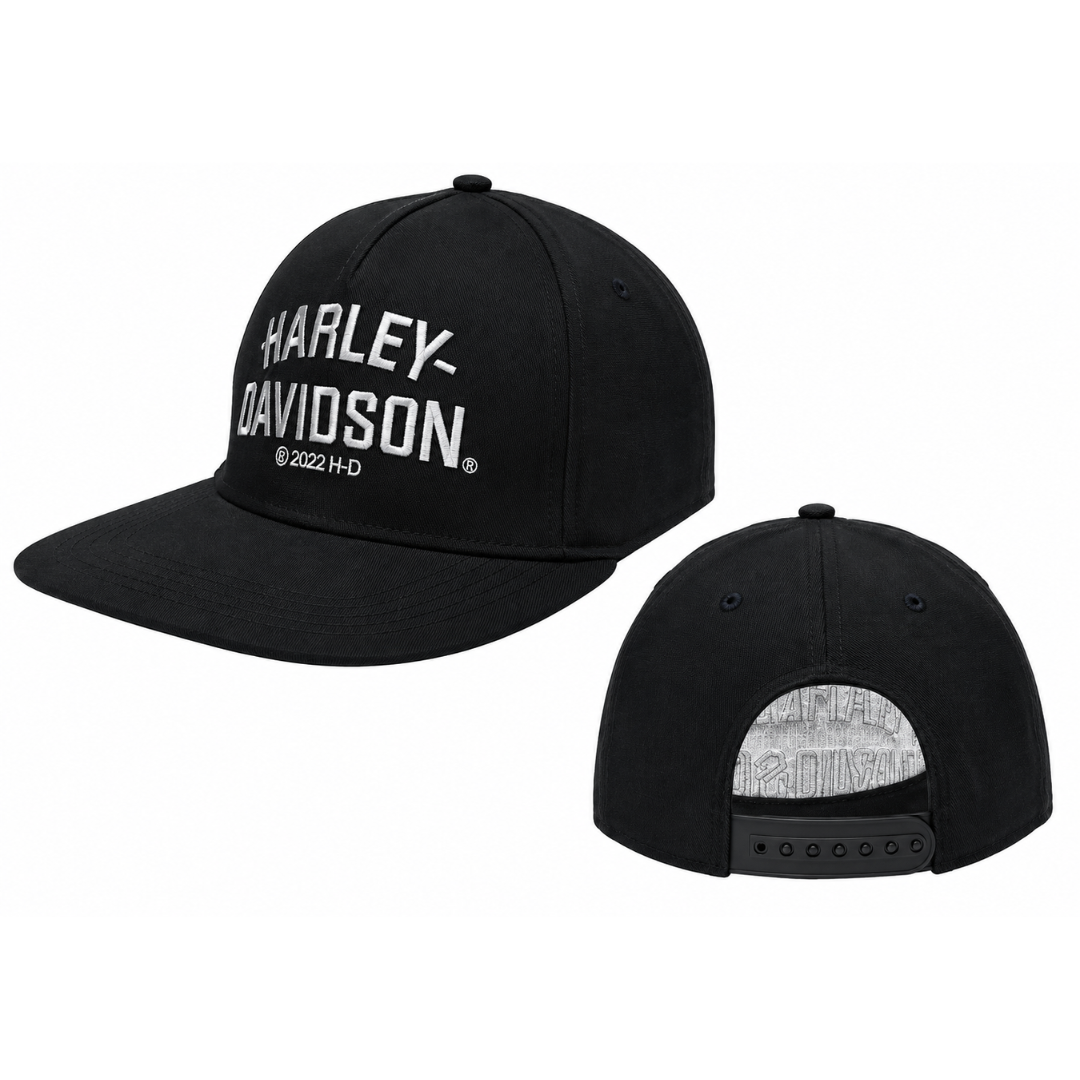 Harley-Davidson Little Boys' Twill Flat Brim Snap Back Toddler Cap - Black
