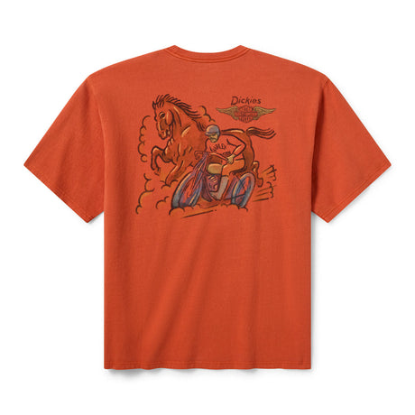 Dickies x H-D Men's Horsepower Heavyweight Pigment Dyed Tee - Vintage Orange