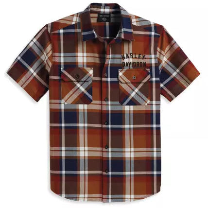 Harley-Davidson Men’s Staple Woven Shirt – Tan Plaid