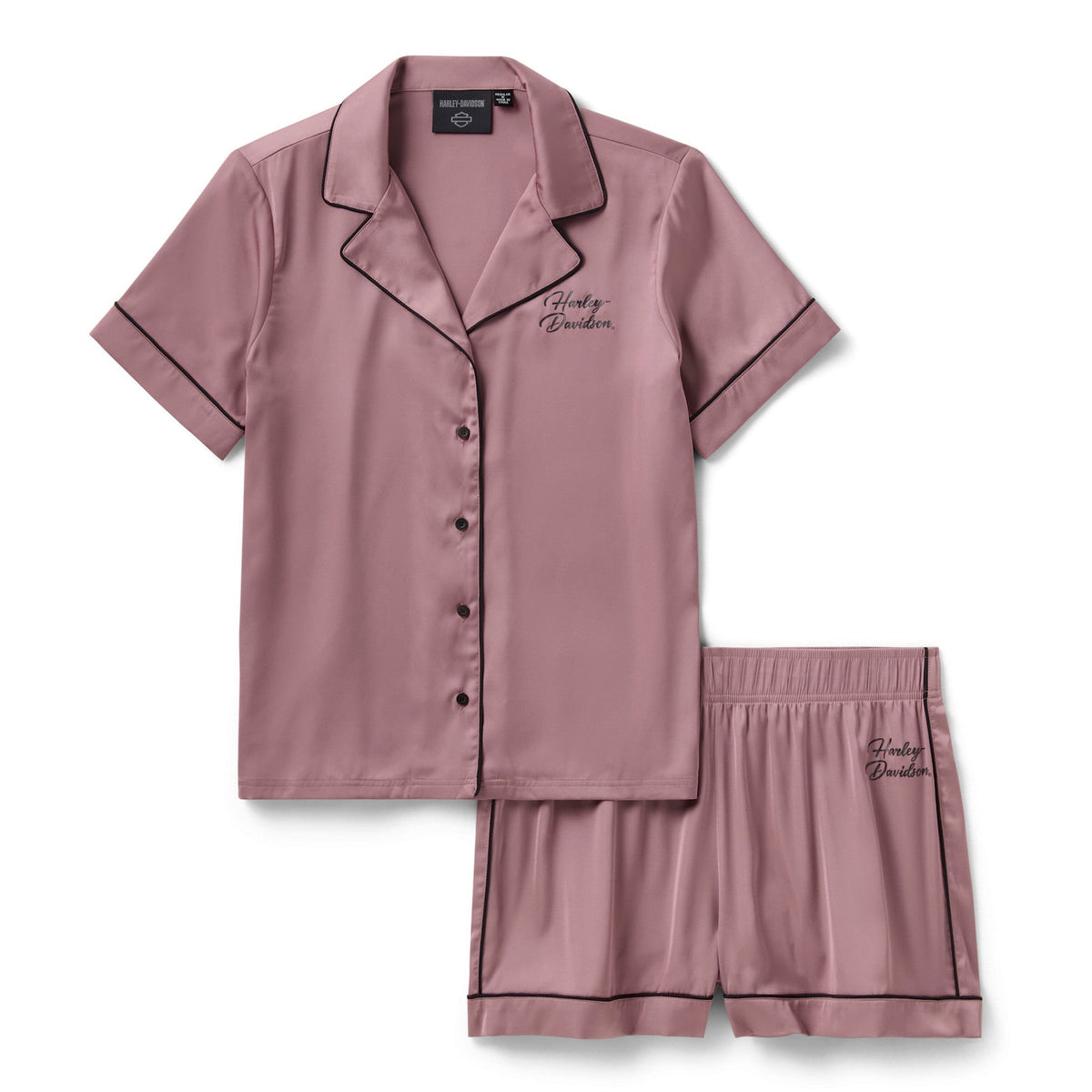 Harley-Davidson Women's Satin Pajama Short Set - Nostalgia Rose
