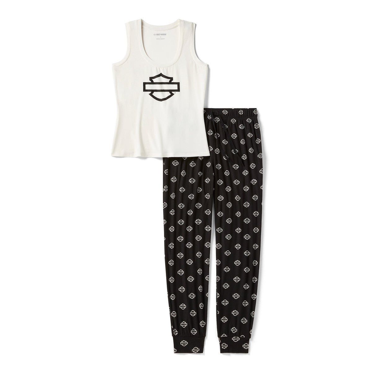 Harley-Davidson Women's Open Bar & Shield AOP Tank & Pant Pajama Set - White