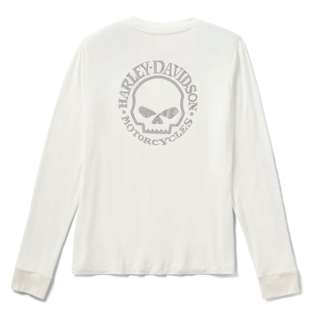 Harley-Davidson Women's Willie G Skull Bling Long Sleeve - Cloud Dancer