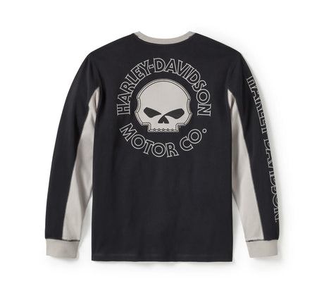Harley-Davidson Men's Willie G Skull Colorblock Long Sleeve Tee