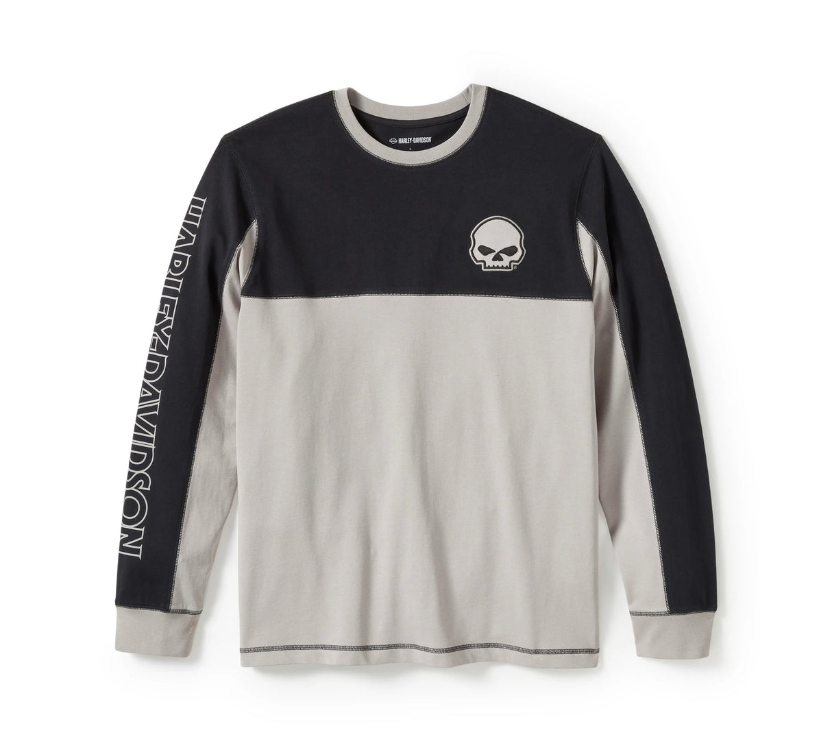 Harley-Davidson Men's Willie G Skull Colorblock Long Sleeve Tee