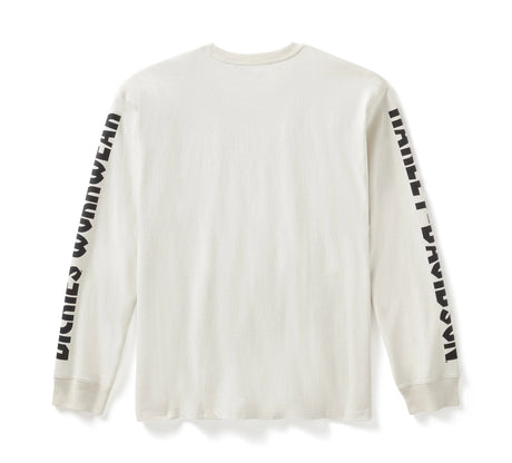 Harley-Davidson x Dickies Men's Heavyweight Long Sleeve Eagle Tee - White