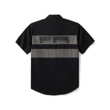 Black and gray short-sleeve shirt with Harley-Davidson logo on a white background