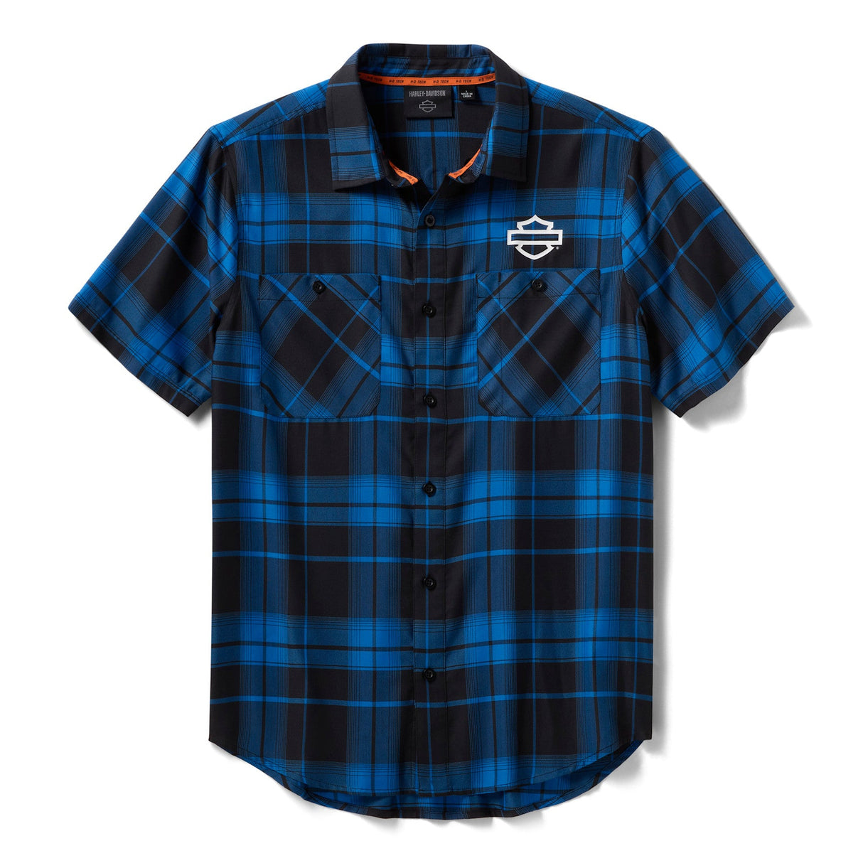 Harley-Davidson Men's TECH Coolmax Plaid Shirt - Blue & Black