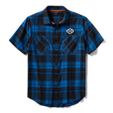 Harley-Davidson Men's TECH Coolmax Plaid Shirt - Blue & Black