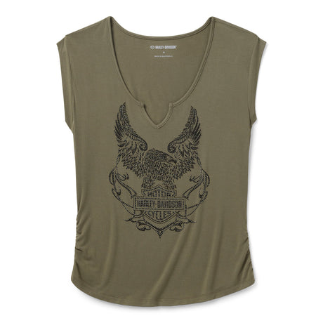 Green tank top with an eagle graphic on a white background