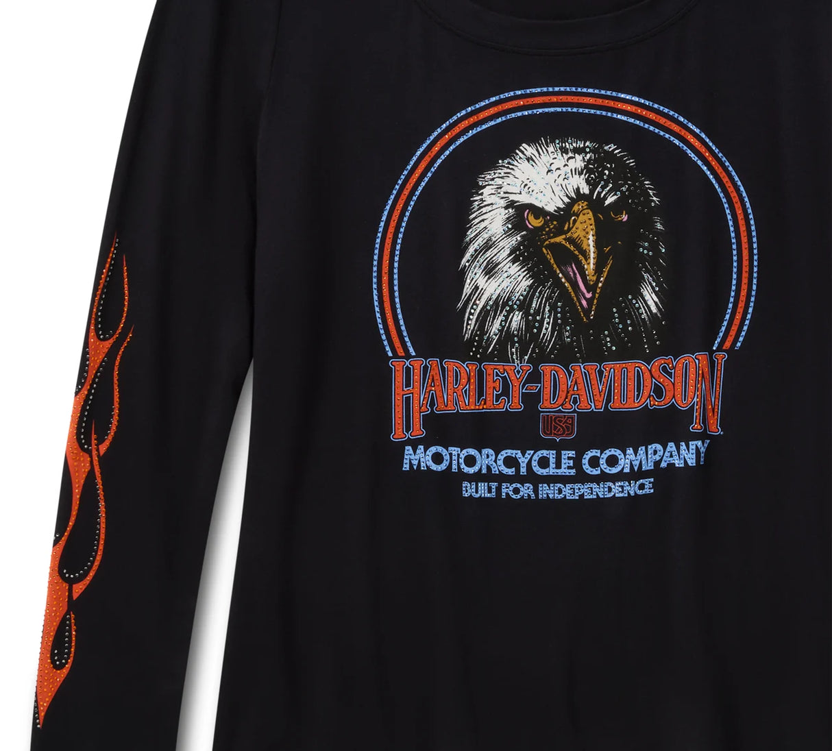 Harley-Davidson Women's Bling Flaming Iron Eagle Long Sleeve Tee