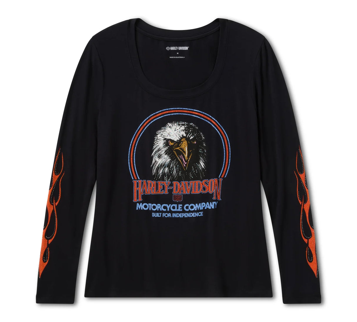 Harley-Davidson Women's Bling Flaming Iron Eagle Long Sleeve Tee