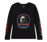 Harley-Davidson Women's Bling Flaming Iron Eagle Long Sleeve Tee