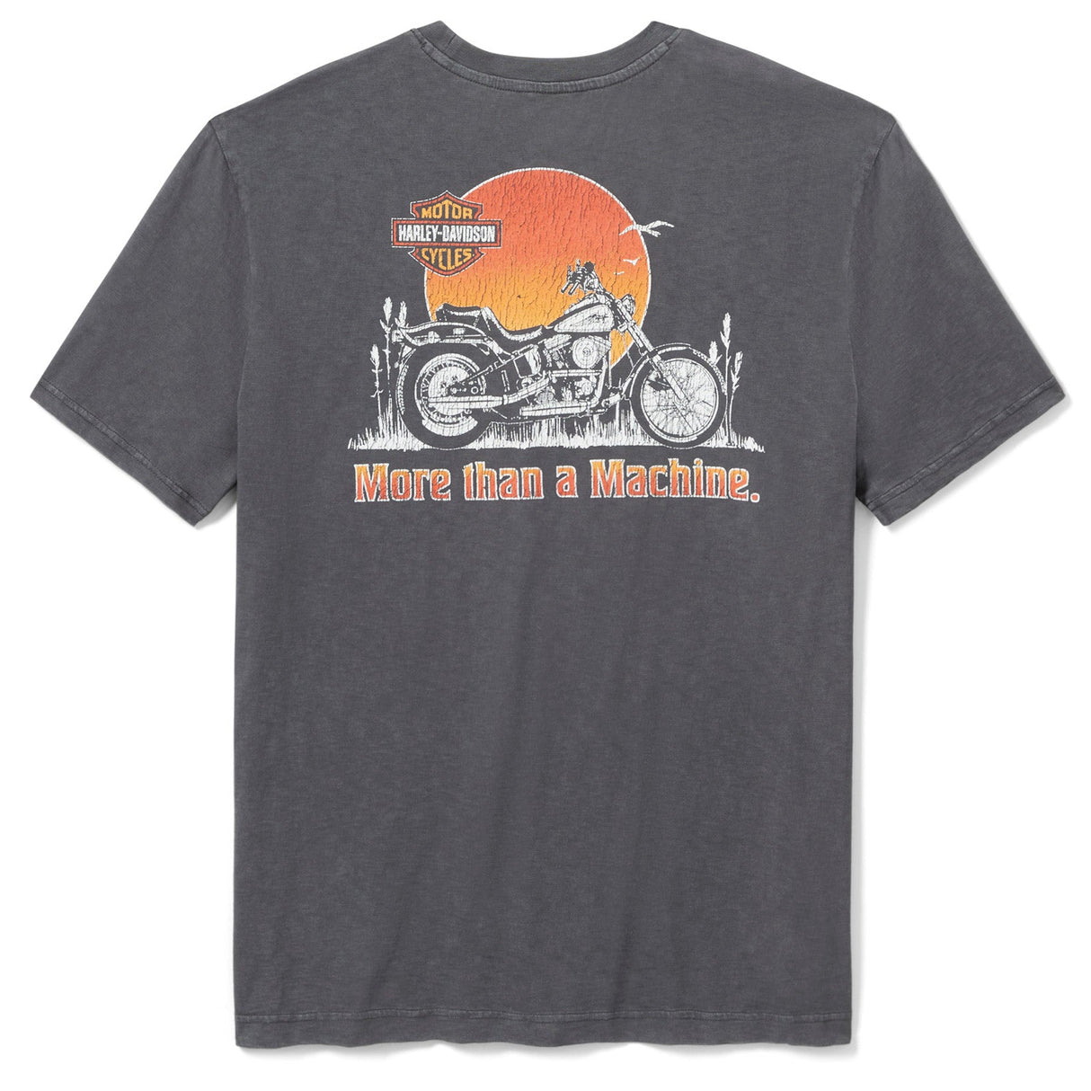 Gray t-shirt with motorcycle graphic and 'More than a Machine' text on a white background