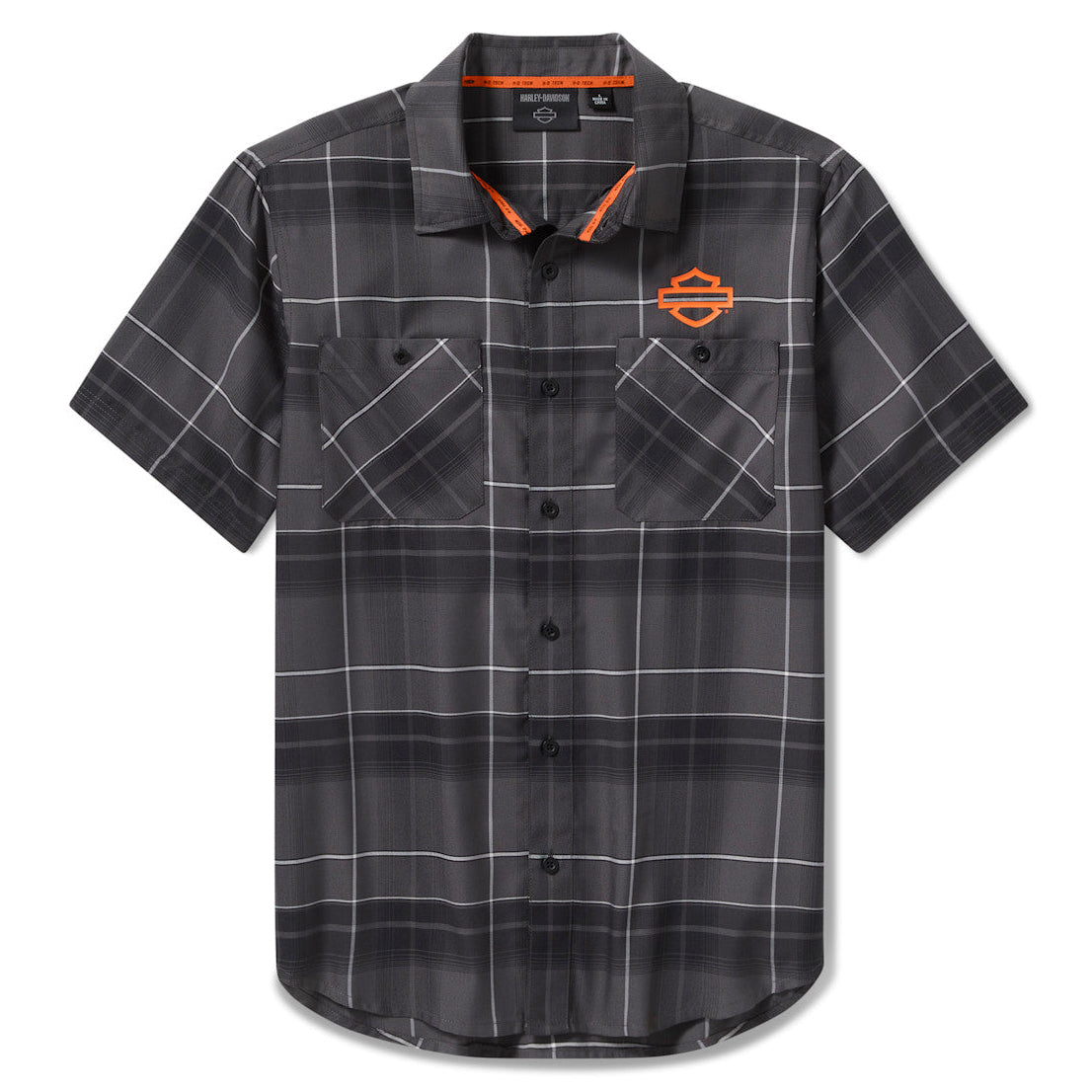 Harley-Davidson Men's TECH Coolmax Plaid Shirt - Asphalt & Black