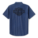 Harley-Davidson Men's Bar & Shield Chambray Shirt - Blue