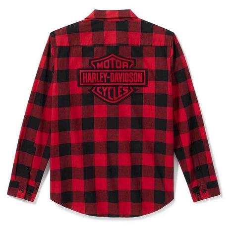 Harley-Davidson Men's Bar & Shield Buffalo Check Flannel Shirt - Red