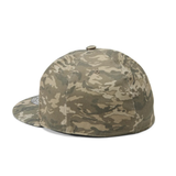 Camouflage-patterned baseball cap on a white background