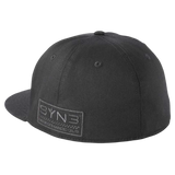 Black cap with SYN3 logo on a white background
