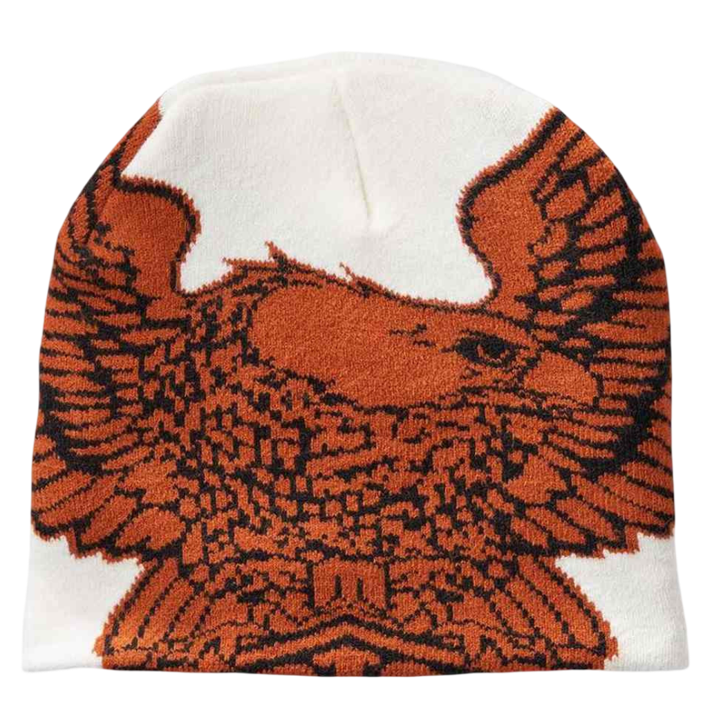 Harley-Davidson Men's Bald Eagle Winter Knit Beanie Hat - Off White