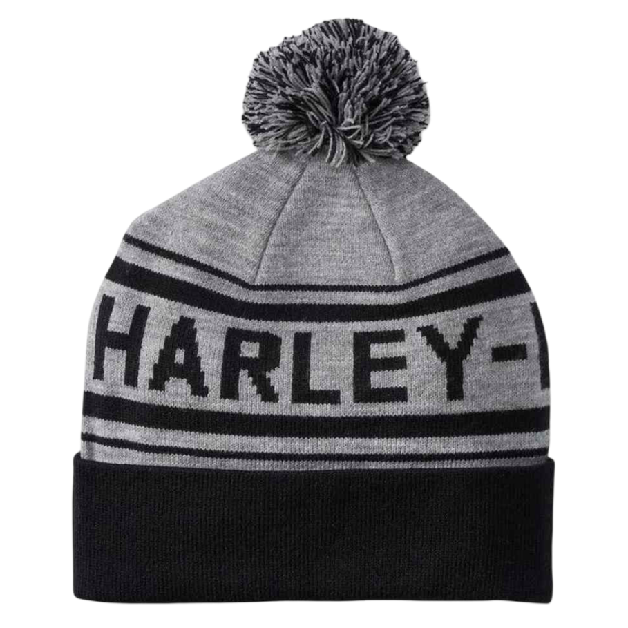 Harley-Davidson Men's Combustion Pom Knit Beanie Hat - Heather Grey