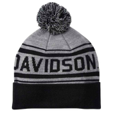 Harley-Davidson Men's Combustion Pom Knit Beanie Hat - Heather Grey