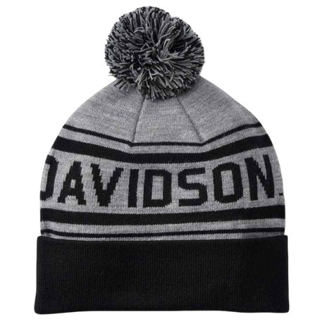 Harley-Davidson Men's Combustion Pom Knit Beanie Hat - Heather Grey