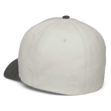 Gray baseball cap with black visor on a white background