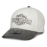 Harley-Davidson cap with white front and gray bill on a white background