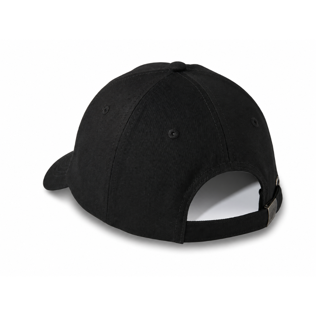 Black baseball cap on a white background