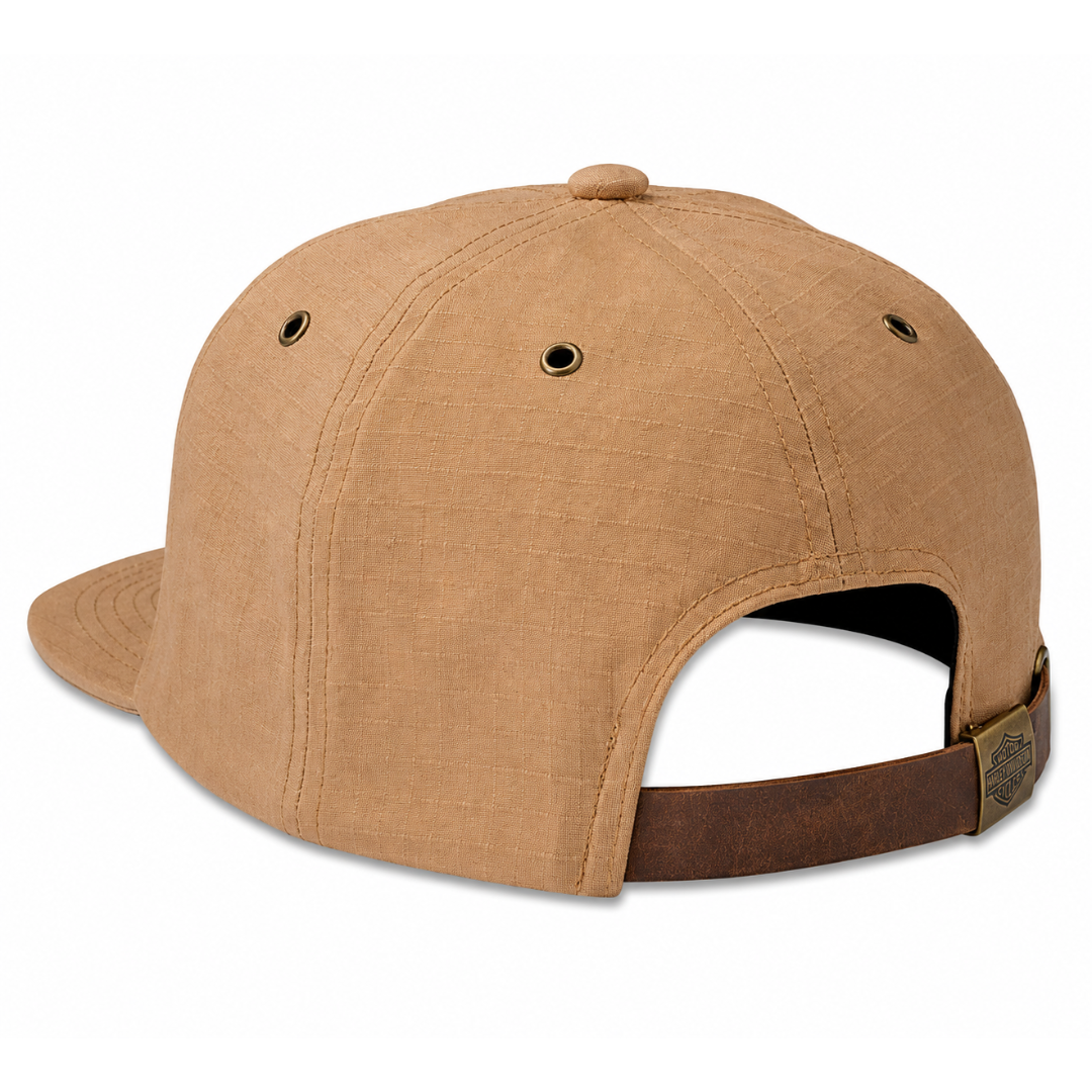 Brown cap with a brown strap on a white background