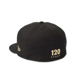 Black cap with '120 Years' text and New Era logo on a white background