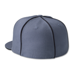 Gray baseball cap with black accents on a white background