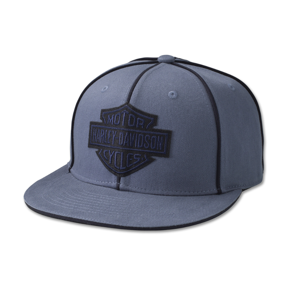 Gray Harley Davidson cap with black logo on a white background