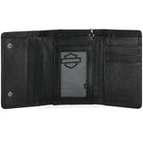Harley-Davidson Men's Metal B&S Leather Tri-Fold Wallet w/  Chain