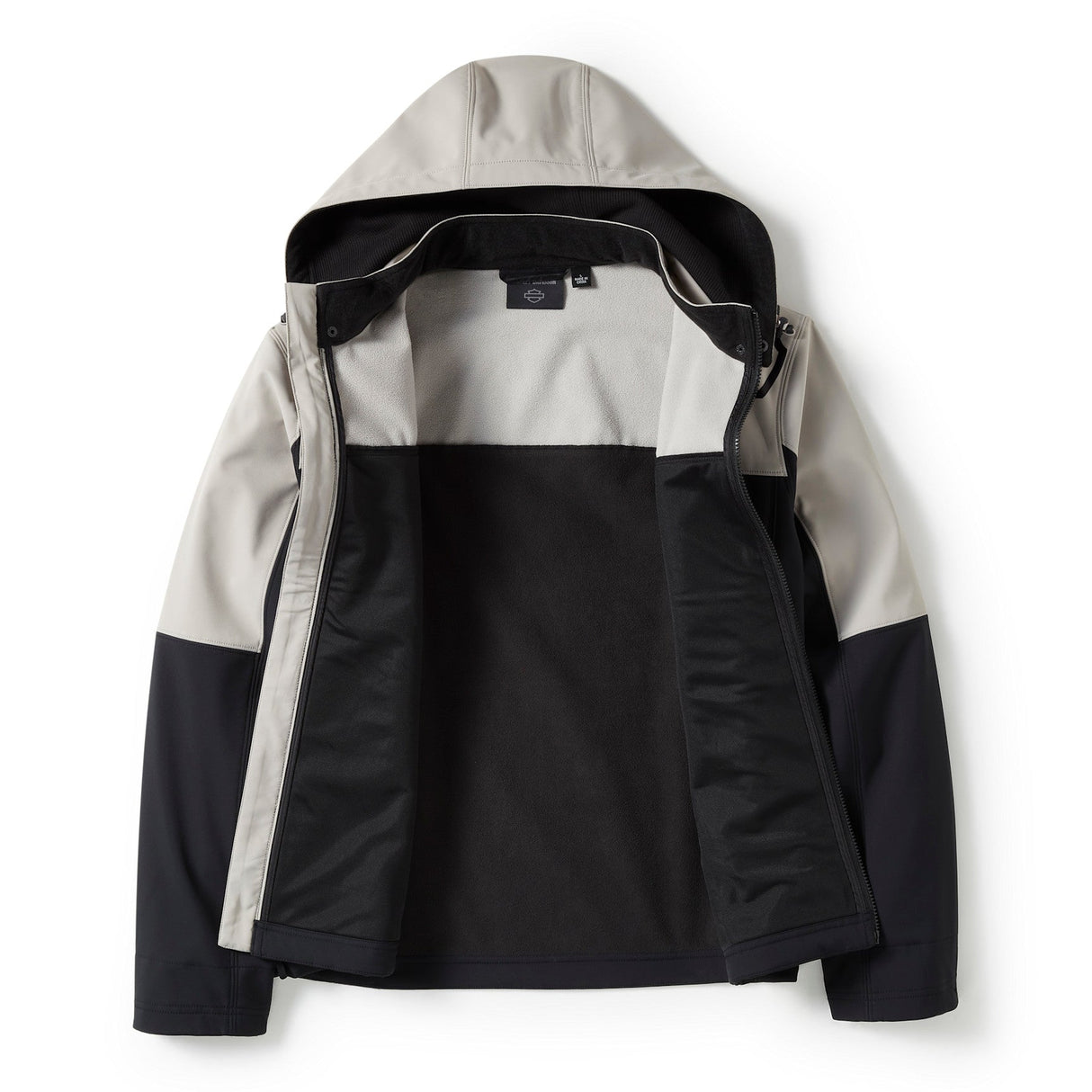 Three-tone jacket with black, white, and gray colors on a white background