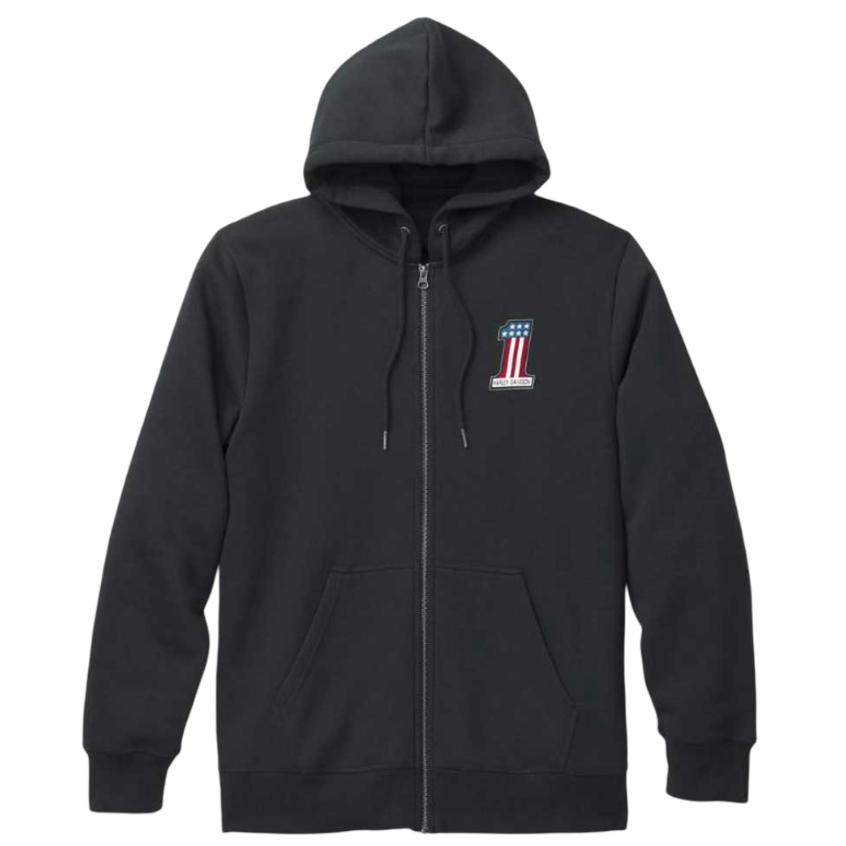 Harley-Davidson Men's #1 Race Graphic Zip Front Hoodie - Black
