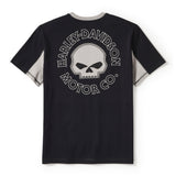 Black t-shirt with Harley-Davidson logo on the back against a white background