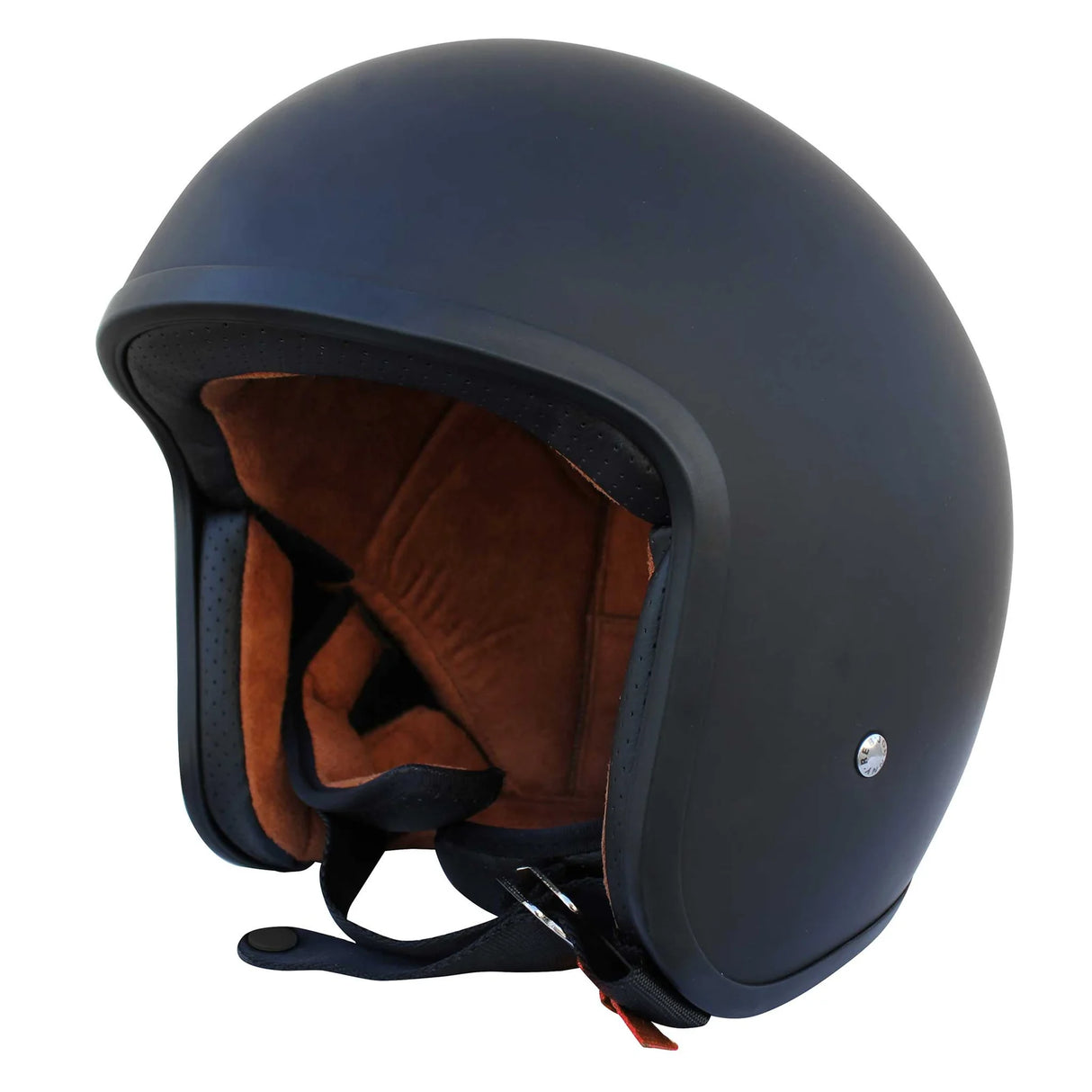 Johnny Reb Burke Open Face Helmet - Matte Black/Brown Lining