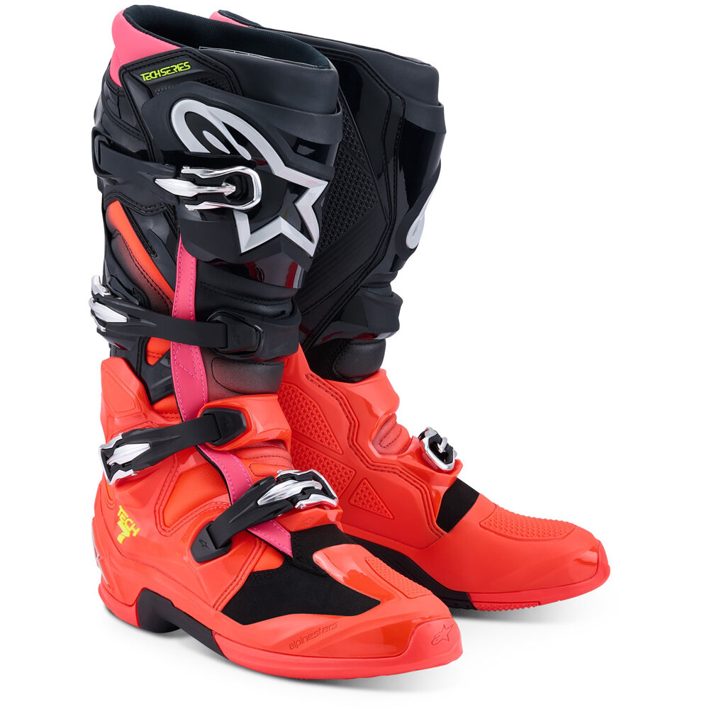 Alpinestars 2026 Tech 7 Boots - Black/Flo Red/Flo Pink – V-Twins