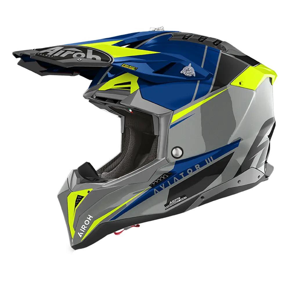 Airoh AVIATOR 3 Push Helmet - Blue Gloss