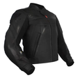 Black motorcycle jacket on a white background