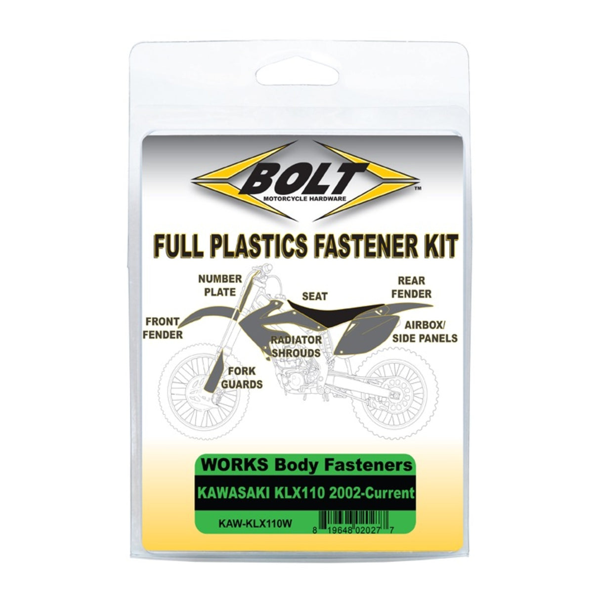 Bolt Body Work Fastener Kit Kawasaki KLX110 '02-Current (Works Kit)