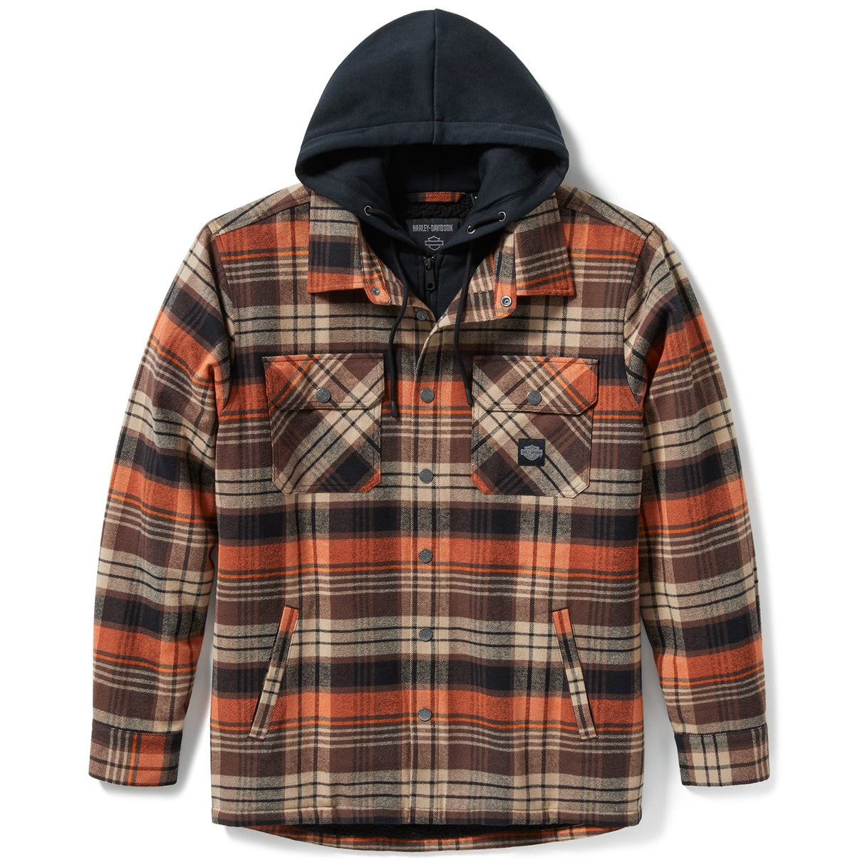 Plaid jacket with a hood on a white background